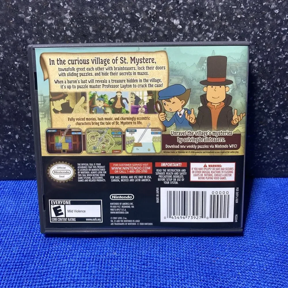 Case And Manual Only For Professor Layton Curious Village Nintendo DS